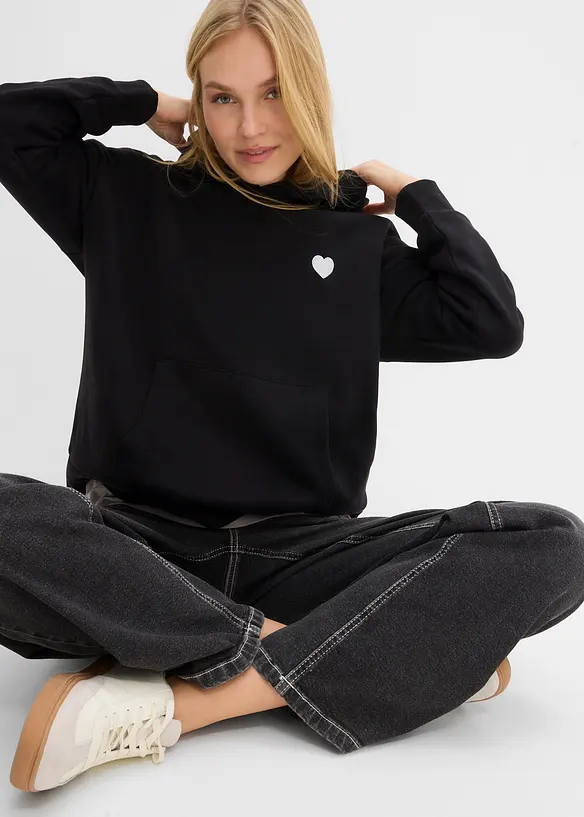 Sweat &agrave; capuche doux en coton m&eacute;lang&eacute;, bonprix