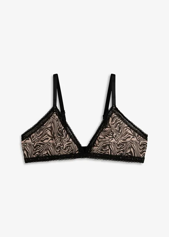 Soutien-gorge triangle sans armatures, en mesh imprim&eacute;, bonprix