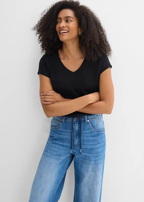 Jean droit loose, taille haute, bonprix