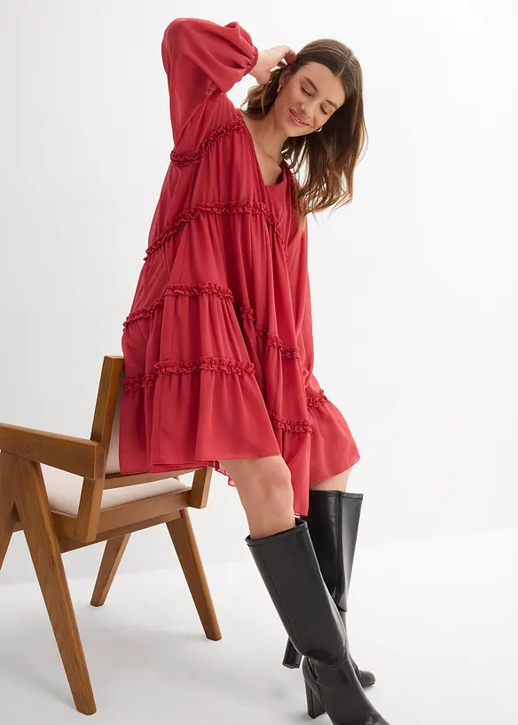 Robe-tunique en mousseline textur&eacute;e, bonprix