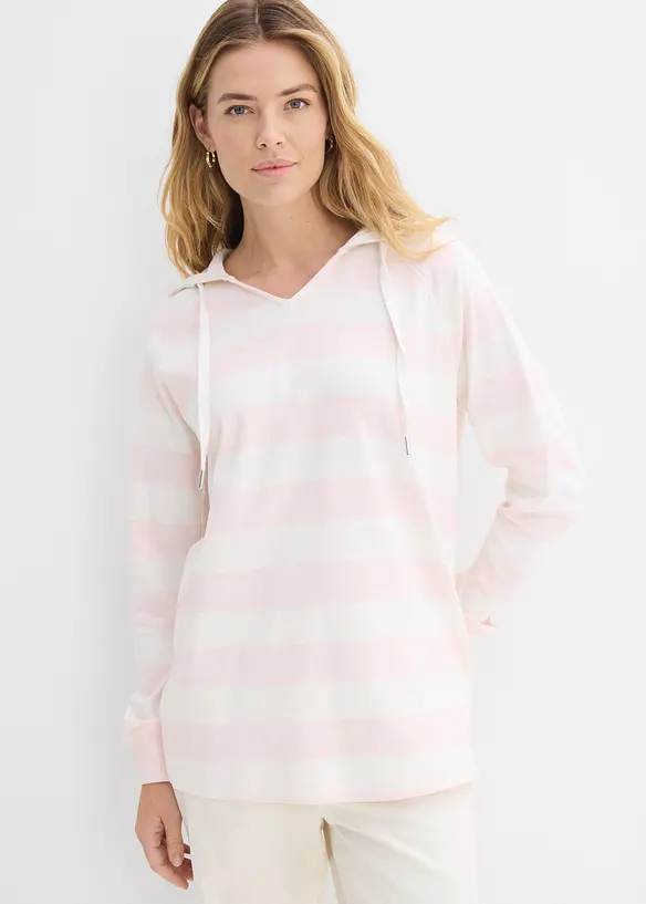 T-shirt manches longues &agrave; capuche 100% coton, bonprix