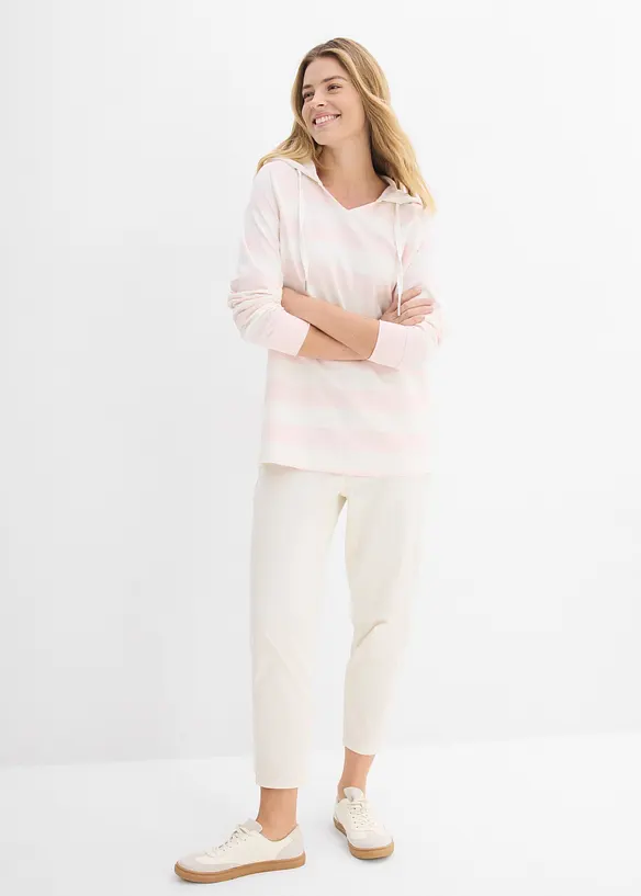 T-shirt manches longues &agrave; capuche 100% coton, bonprix