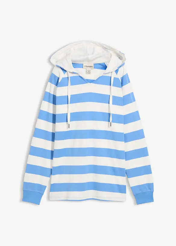 T-shirt manches longues &agrave; capuche 100% coton, bonprix