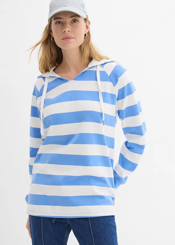 T-shirt manches longues &agrave; capuche 100% coton, bonprix