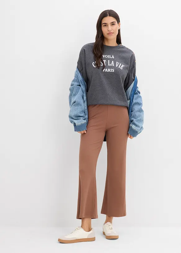 Legging &eacute;vas&eacute; en mati&egrave;re c&ocirc;tel&eacute;e, cropped, bonprix