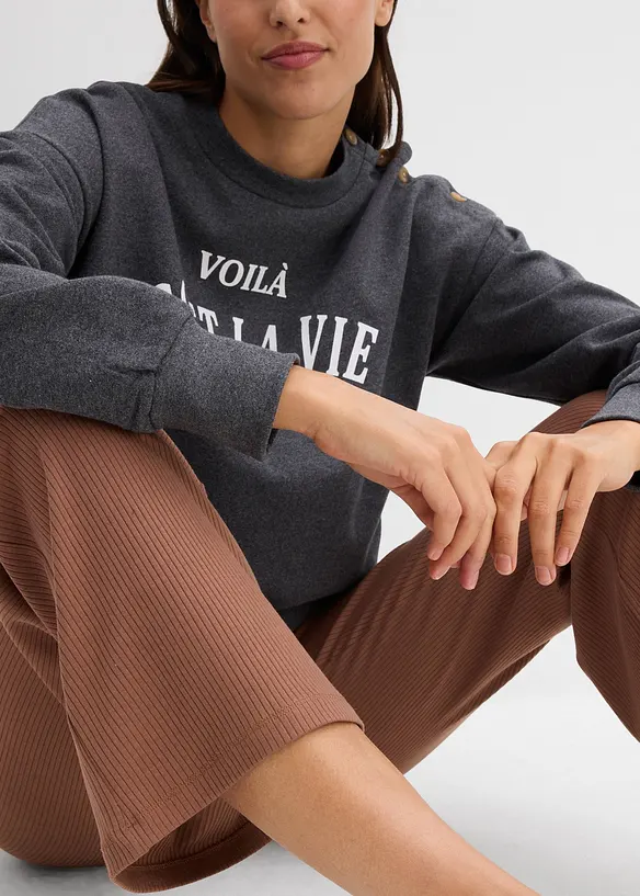 Legging &eacute;vas&eacute; en mati&egrave;re c&ocirc;tel&eacute;e, cropped, bonprix