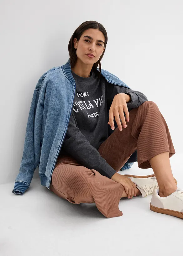 Legging &eacute;vas&eacute; en mati&egrave;re c&ocirc;tel&eacute;e, cropped, bonprix