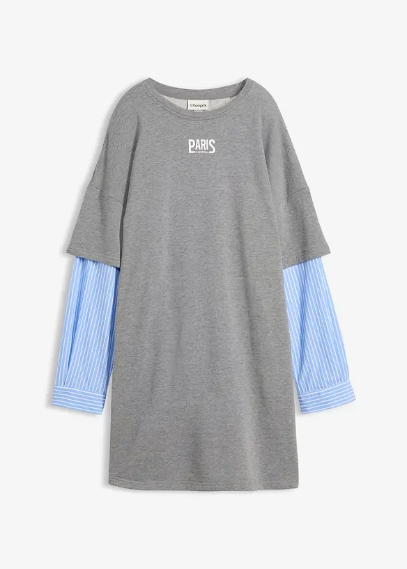 Robe sweat oversize &agrave; manches chemise, bonprix