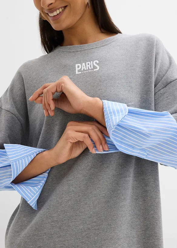 Robe sweat oversize &agrave; manches chemise, bonprix