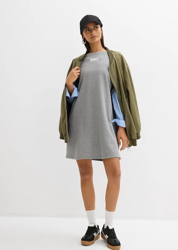 Robe sweat oversize &agrave; manches chemise, bonprix
