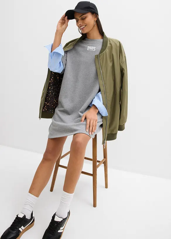 Robe sweat oversize &agrave; manches chemise, bonprix