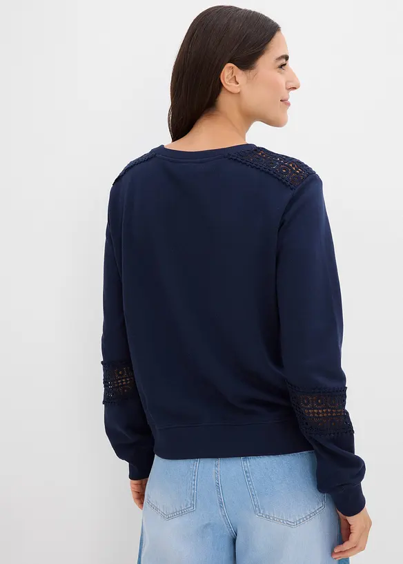 Sweat avec d&eacute;tails crochet, bonprix