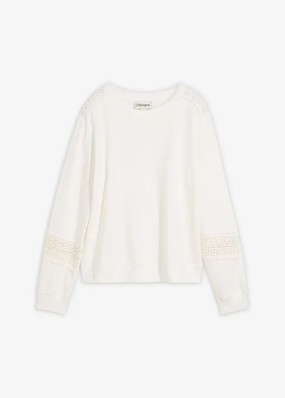 Sweat avec d&eacute;tails crochet, bonprix