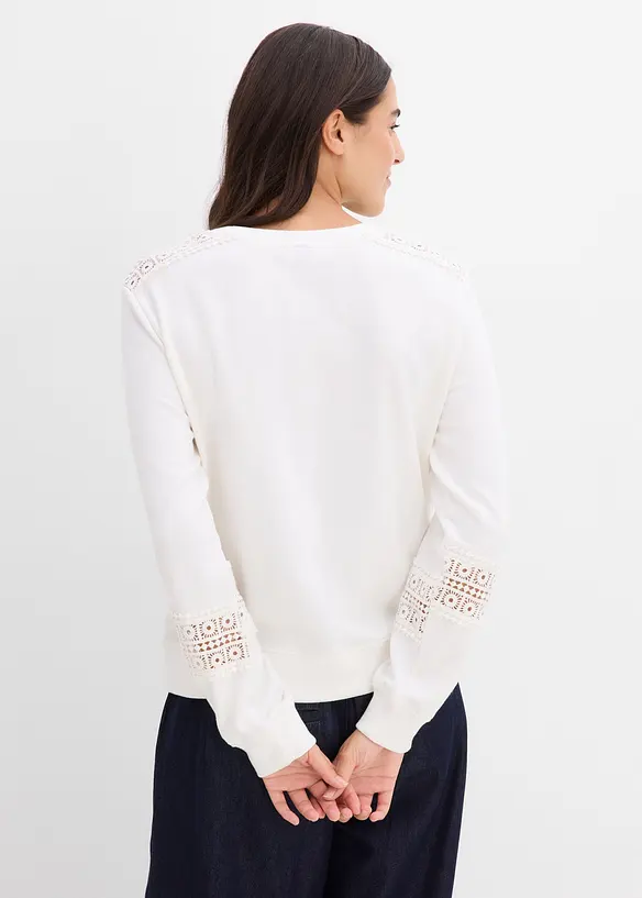 Sweat avec d&eacute;tails crochet, bonprix