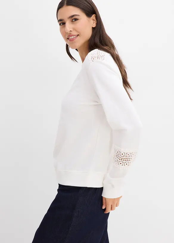 Sweat avec d&eacute;tails crochet, bonprix