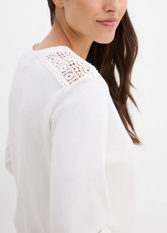 Sweat avec d&eacute;tails crochet, bonprix