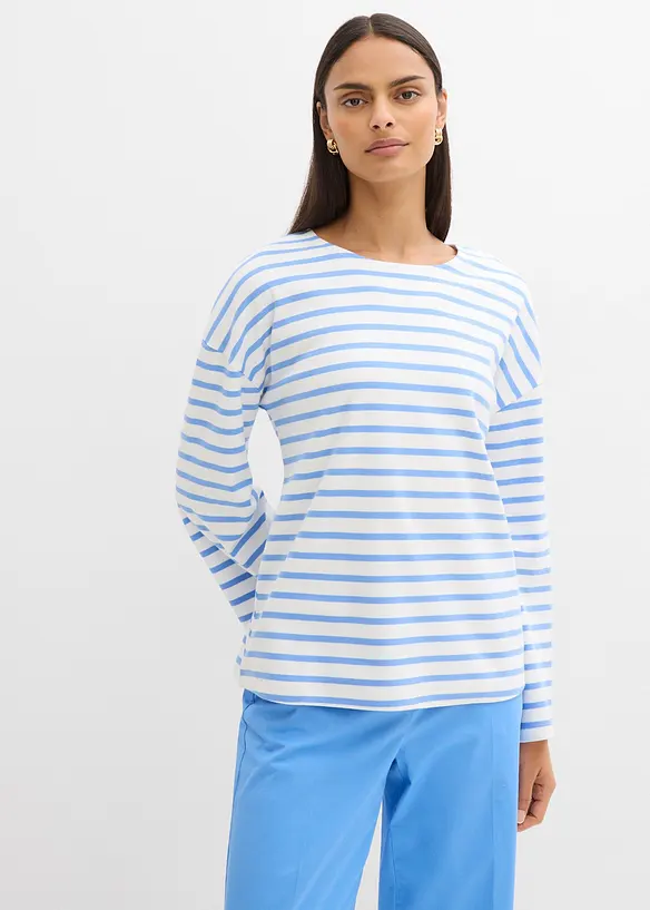 T-shirt manches longues ray&eacute; en coton, bonprix