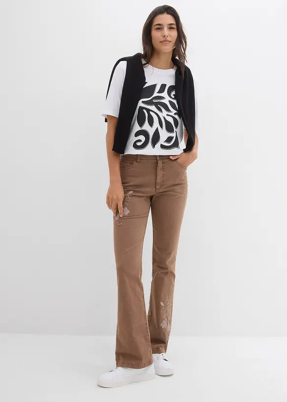 Jean flare taille mi-haute, extensible, bonprix