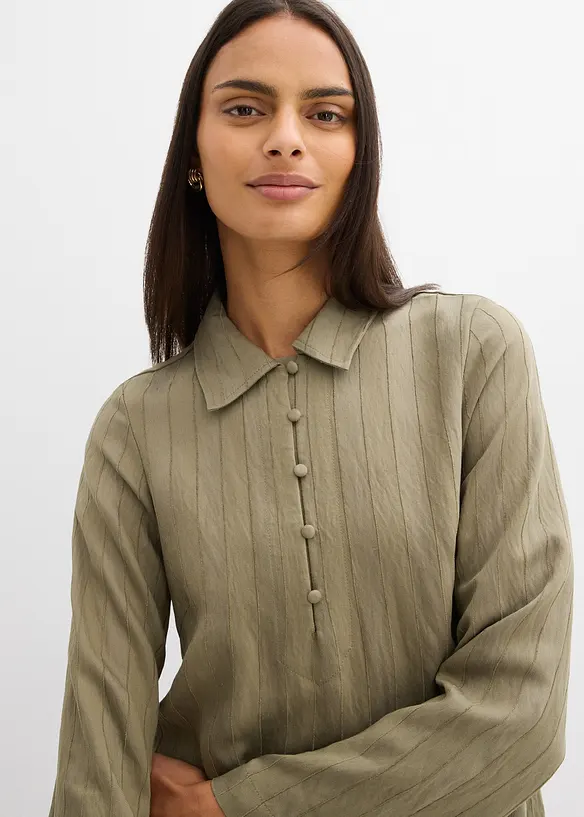 Robe fluide &agrave; col chemise boutonn&eacute;, bonprix