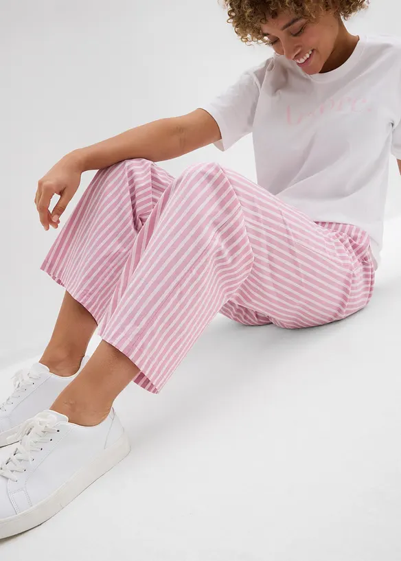 Pantalon palazzo en popeline de coton, bonprix