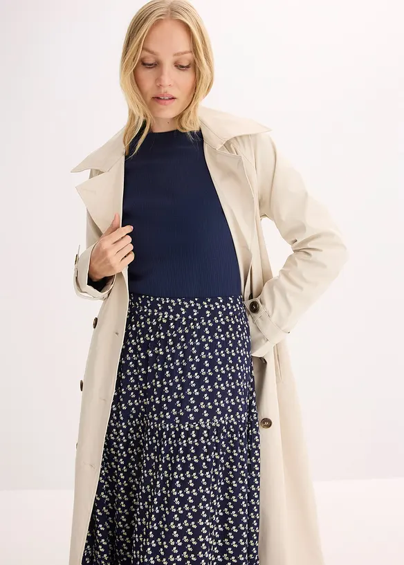 Jupe longue &eacute;tag&eacute;e en viscose textur&eacute;e, bonprix