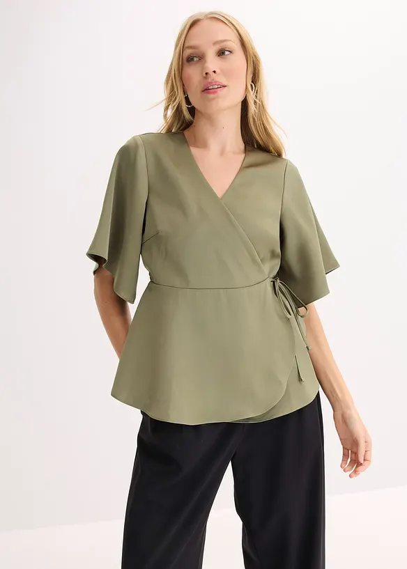 Blouse manches courtes &agrave; d&eacute;collet&eacute; plongeant, bonprix