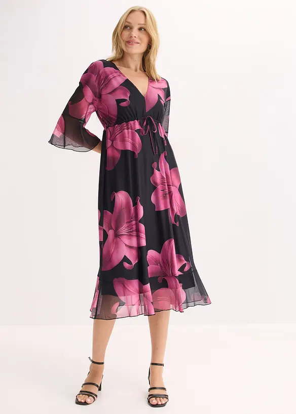 Robe midi &agrave; d&eacute;collet&eacute; plongeant, bonprix