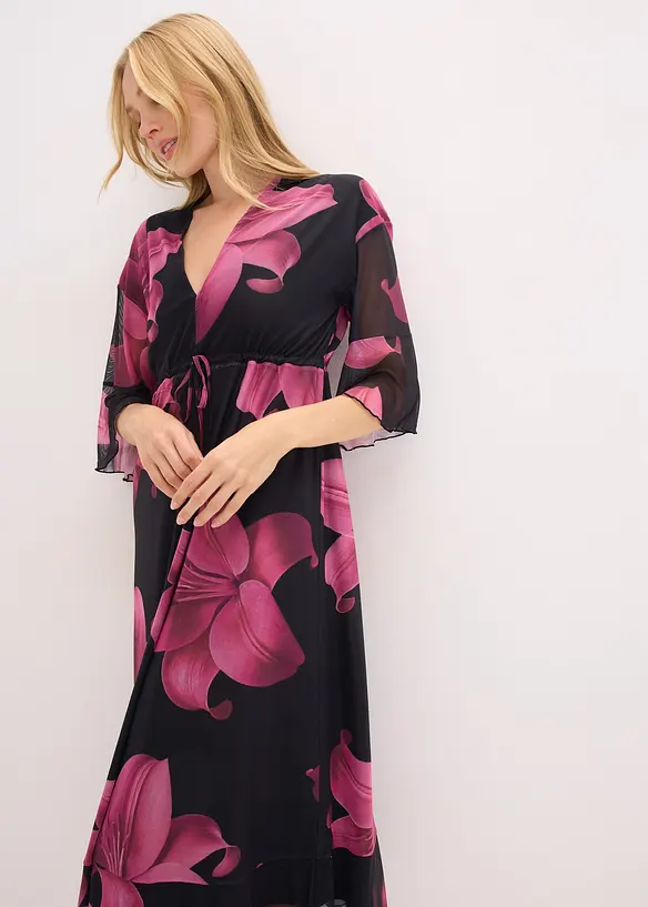 Robe midi &agrave; d&eacute;collet&eacute; plongeant, bonprix