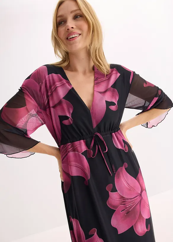 Robe midi &agrave; d&eacute;collet&eacute; plongeant, bonprix