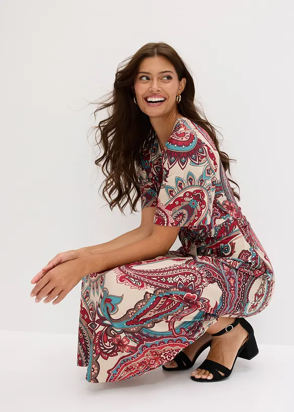 Robe midi pr&egrave;s du corps, style portefeuille, bonprix