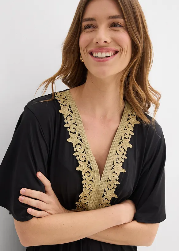Robe midi &agrave; dentelle, bonprix