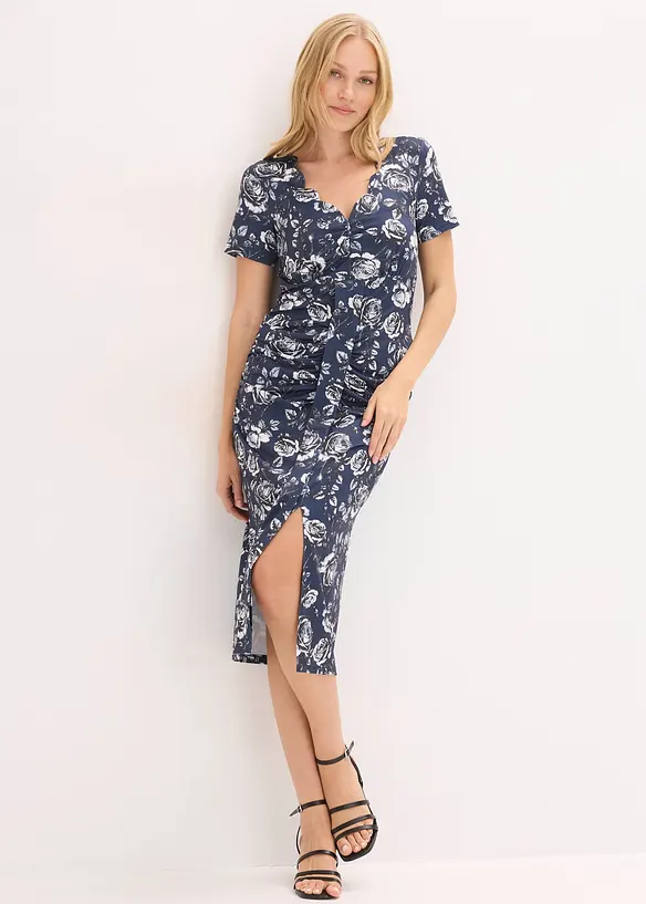 Robe midi pr&egrave;s du corps avec d&eacute;collet&eacute; plongeant, bonprix