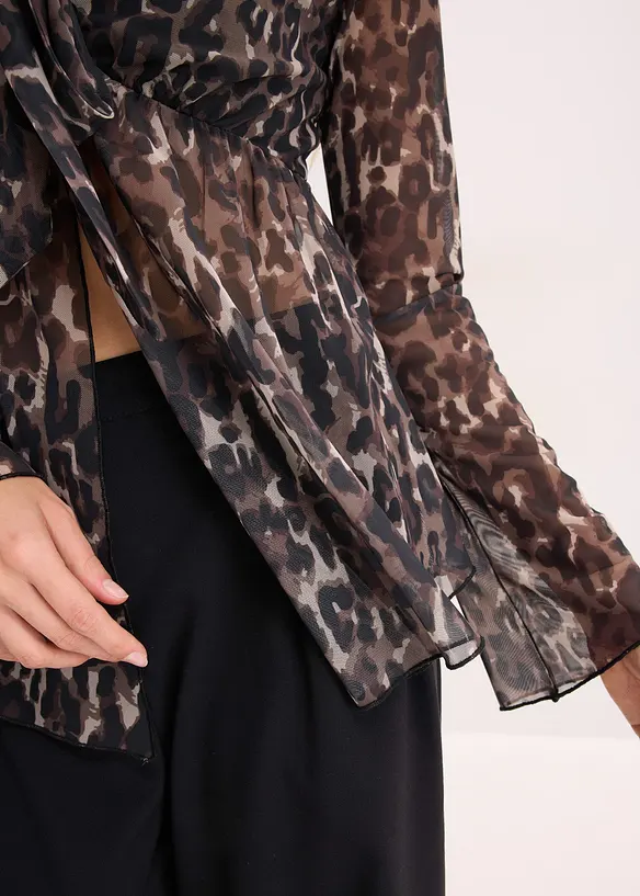 Blouse T-shirt en mesh pr&egrave;s du corps, bonprix