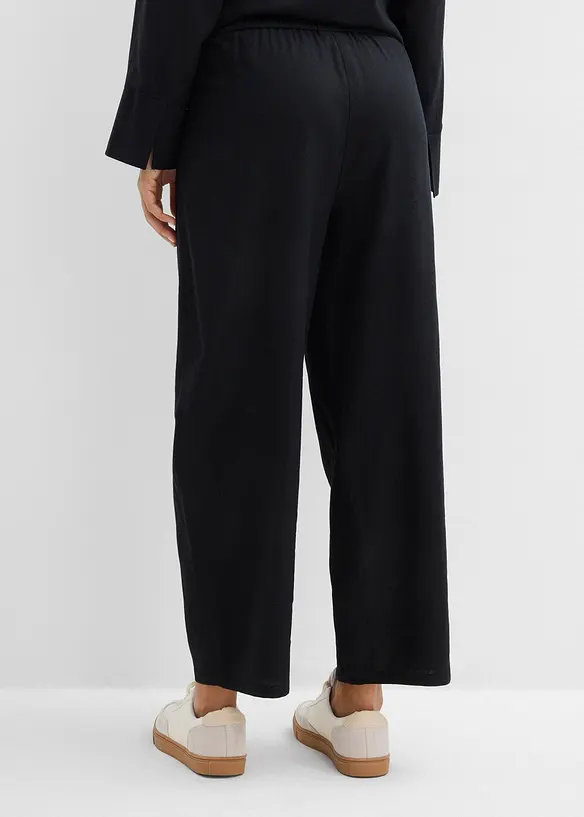 Pantalon barrel l&eacute;ger en lin m&eacute;lang&eacute;, bonprix