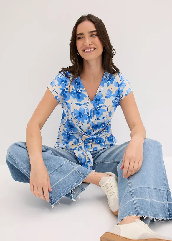 T-shirt avec d&eacute;tail n&oelig;ud, bonprix