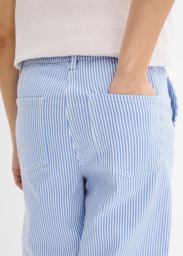 Pantalon barrel &agrave; taille haute et &eacute;lastiqu&eacute;e, bonprix