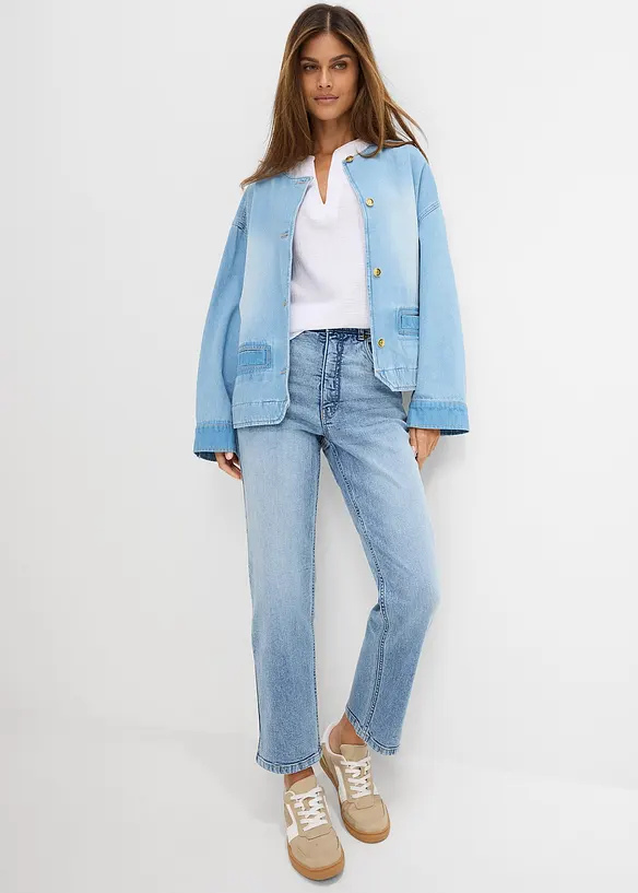 Jean droit loose taille haute, cropped, bonprix