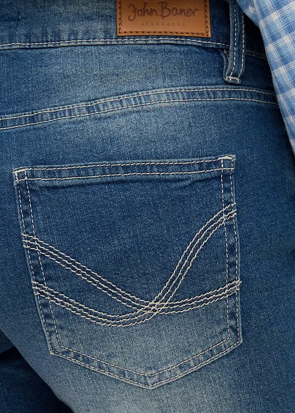 Lot de 2 shorts en jean slim, taille mi-haute, bonprix