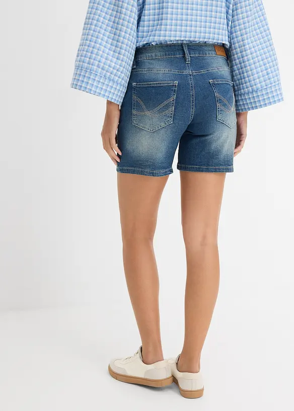 Lot de 2 shorts en jean slim, taille mi-haute, bonprix