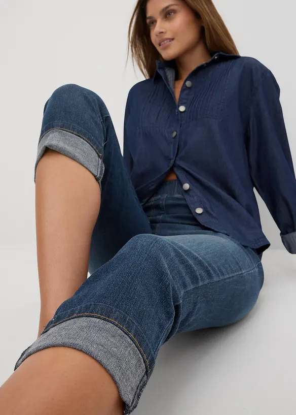 Jean slim, taille mi-haute, coton, bonprix