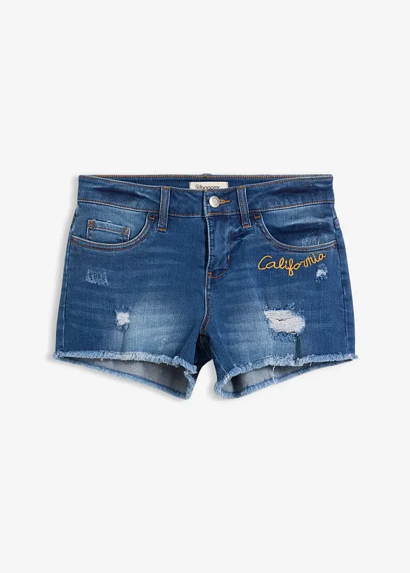 Short en jean &agrave; broderie, bonprix