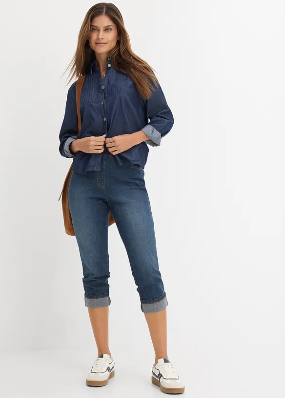 Jean slim, taille mi-haute, coton, bonprix