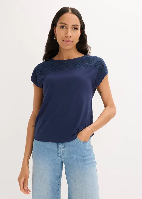 T-shirt en dentelle, en viscose douce, bonprix