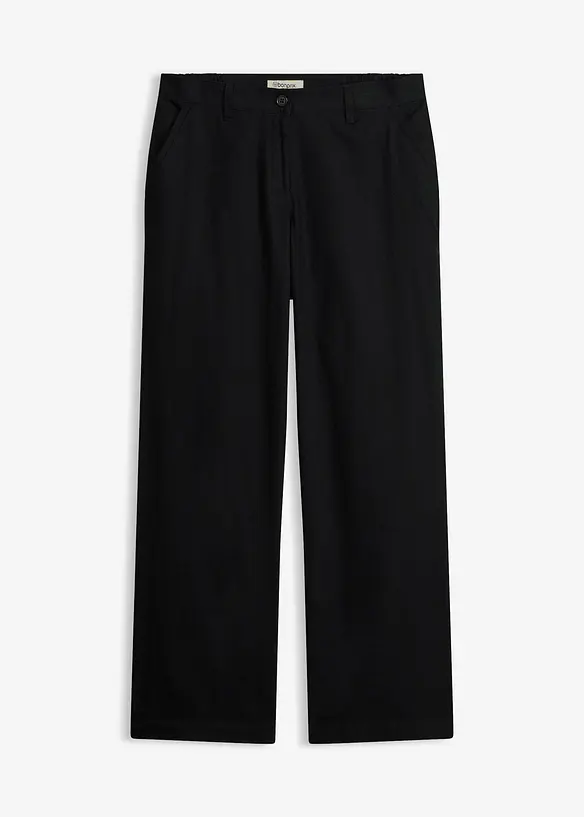 Pantalon tiss&eacute; en lin et coton, bonprix