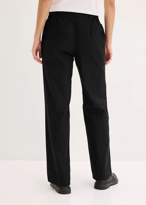 Pantalon tiss&eacute; en lin et coton, bonprix