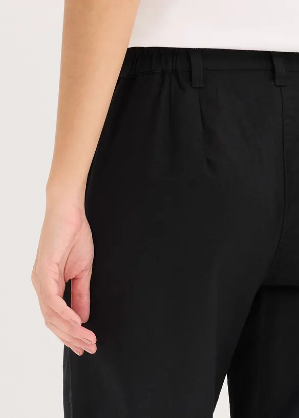 Pantalon tiss&eacute; en lin et coton, bonprix