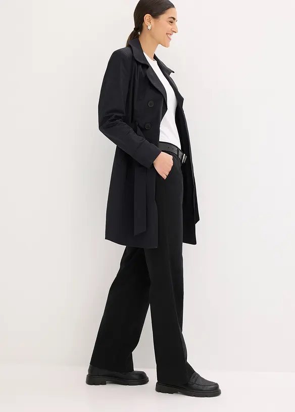 Pantalon tiss&eacute; en lin et coton, bonprix