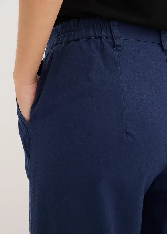 Pantalon tiss&eacute; en lin et coton, bonprix