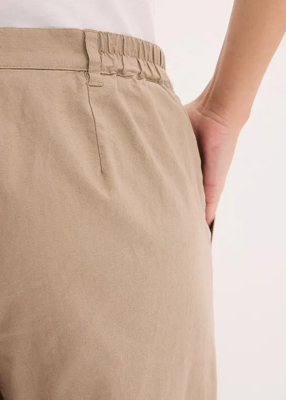 Pantalon tiss&eacute; en lin et coton, bonprix