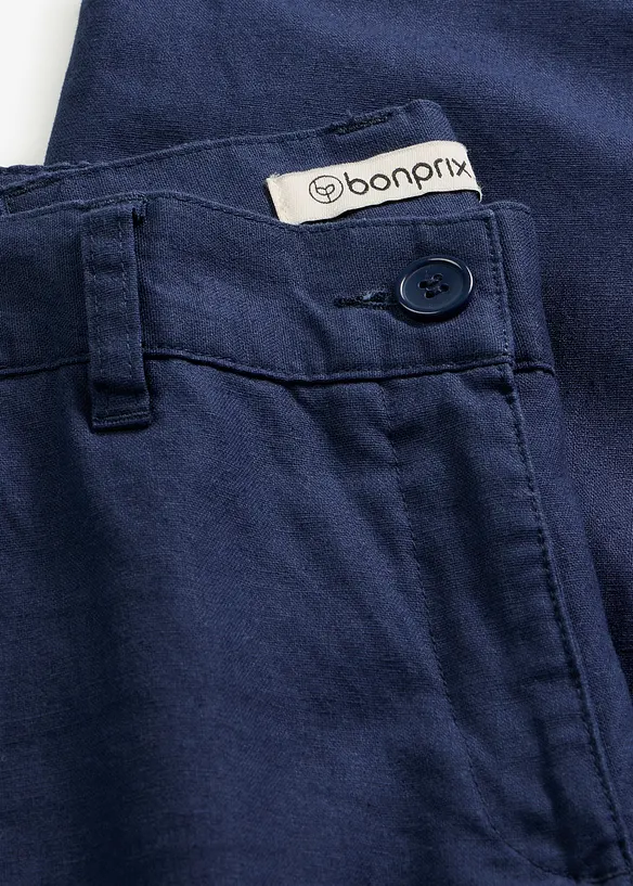 Pantalon tiss&eacute; en lin et coton, bonprix